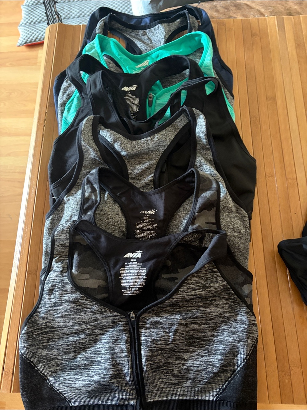 Avia Black and Heather Gray Front-Zip Swim Sports Top